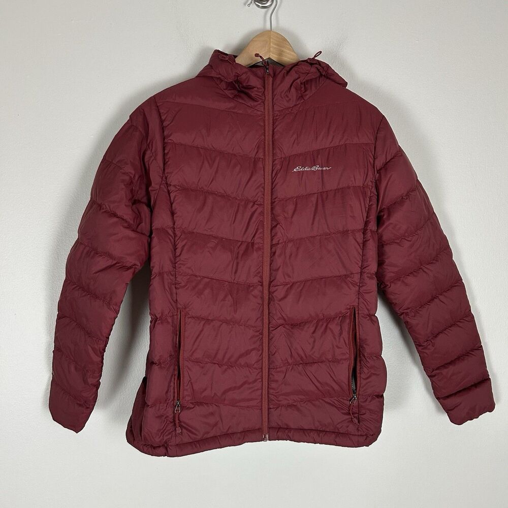 Eddie Bauer Women’s Size L Red Puffer Jacket Coat Down Fill 650 Packable